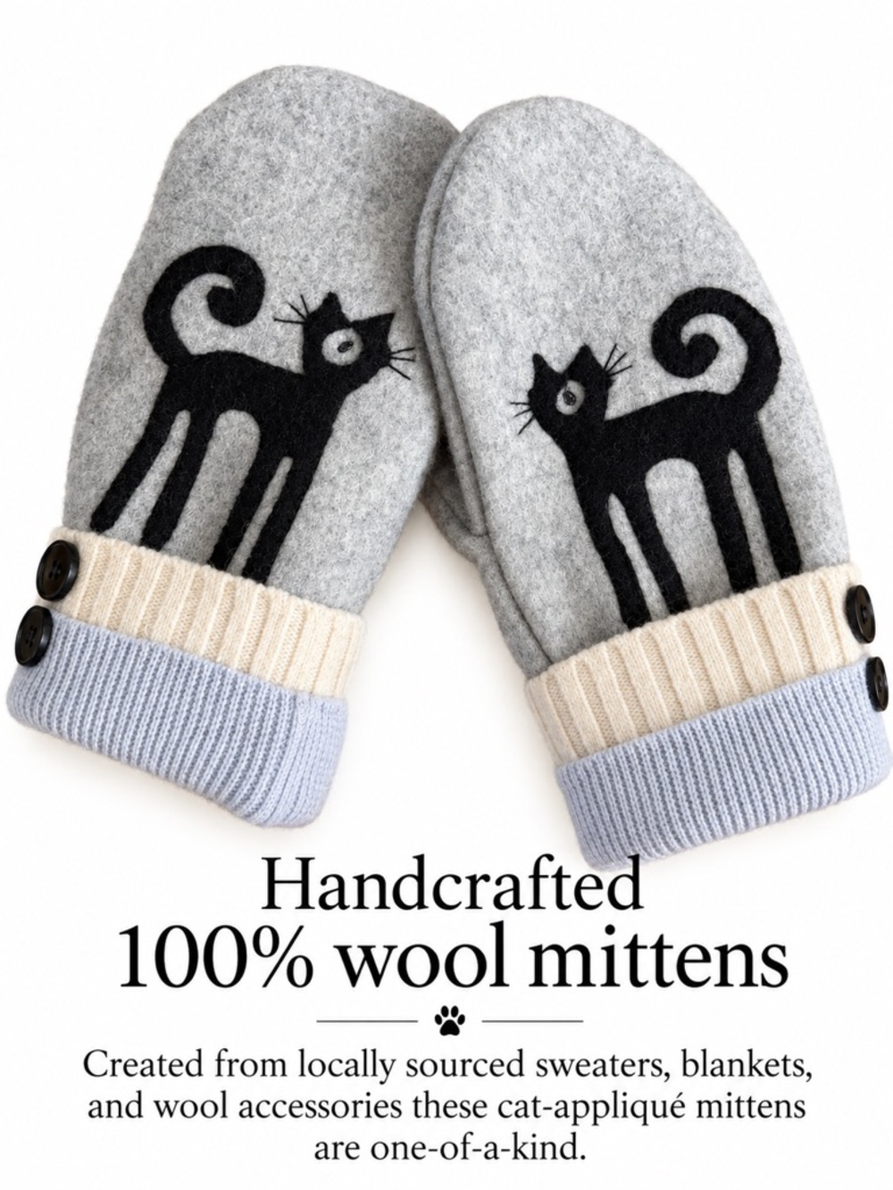 Handcrafted Upcycled Mittens.  One-of-a-kind